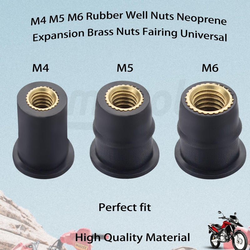 amavoler 10Pcs M6 Well Nuts Fairing Fasteners Windshield Motorcycle Accessories Screws Universal for Motorcycle Canoe, Boat, Kayak. (M6) - Image 2